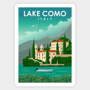 Lake Como Italy Vintage Minimal Retro Travel Poster Sticker